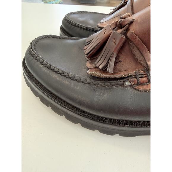 Cole Haan Shoes Mens Size 9 Black Brown Leather Loafers Slip On Tassle Fringe main image 10